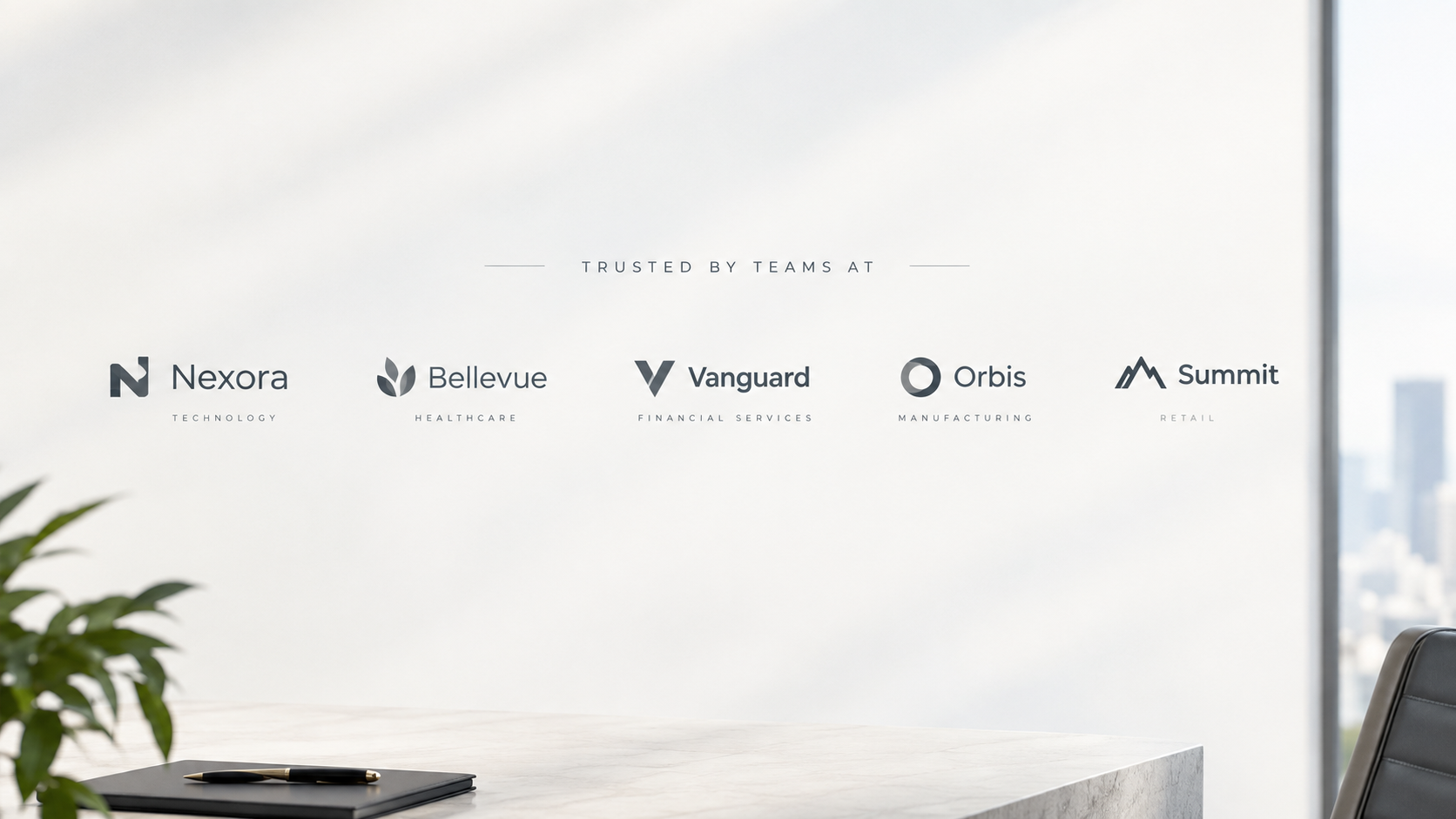 Client logos: Nexora, Bellevue, Vanguard, Orbis, Summit